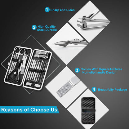 Manicure Set Nail Clippers Pedicure Kit -18 Pieces Stainless Steel Manicure Kit, Professional Grooming Kits, Nail Care Tools with Luxurious Travel Case Health & Beauty > Personal Care > Foot Care Yougai   