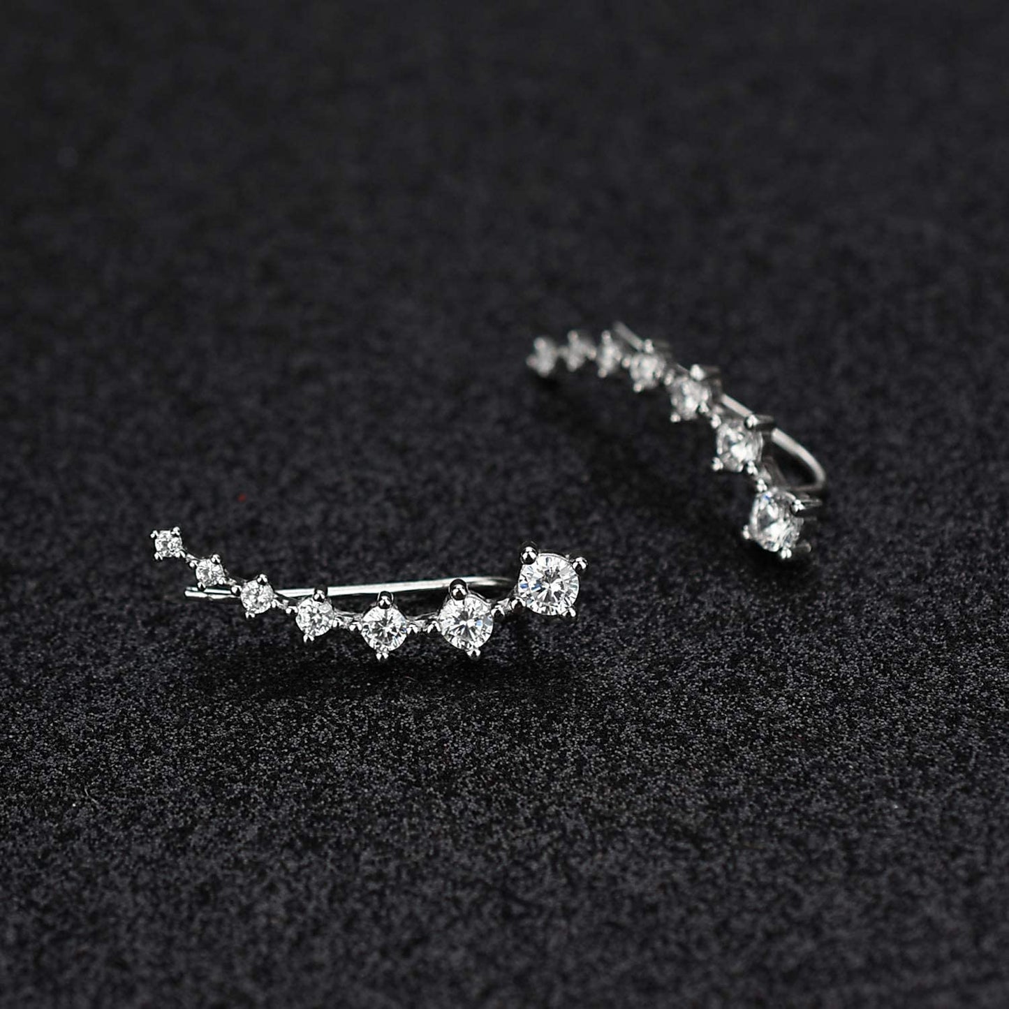 Earring for Women Cartilage 7 Crystals Ear Cuffs Hoop Climber S925 Sterling Silver Earrings with Cubic Zirconia CZ Hypoallergenic Piercing Gifts for Her Apparel & Accessories > Jewelry > Earrings Elensan   