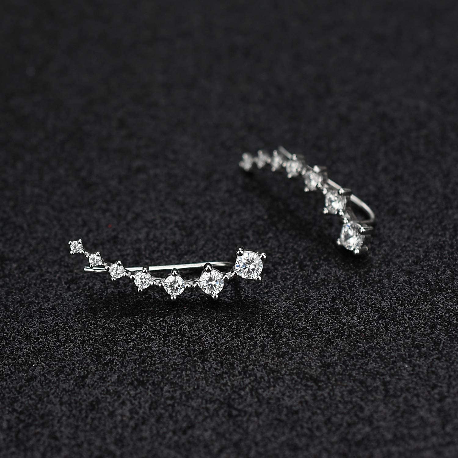 Earring for Women Cartilage 7 Crystals Ear Cuffs Hoop Climber S925 Sterling Silver Earrings with Cubic Zirconia CZ Hypoallergenic Piercing Gifts for Her Apparel & Accessories > Jewelry > Earrings Elensan   