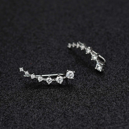 Earring for Women Cartilage 7 Crystals Ear Cuffs Hoop Climber S925 Sterling Silver Earrings with Cubic Zirconia CZ Hypoallergenic Piercing Gifts for Her Apparel & Accessories > Jewelry > Earrings Elensan   