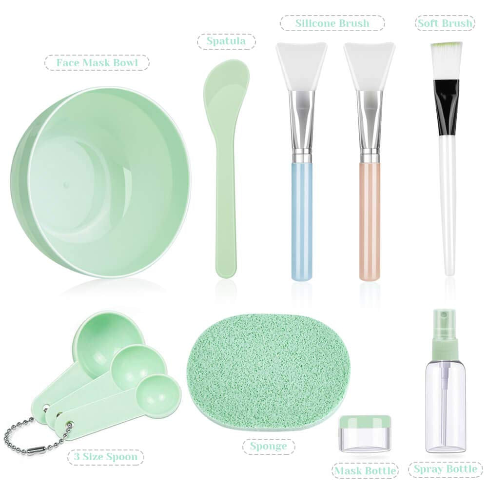 Face Mask Mixing Bowl Set, Anezus 11 Pcs DIY Facemask Mixing Tool Kit with Facial Mask Bowl Stick Spatula Silicone Brush Spray Bottle Puff Soaking Bottle Gauges Health & Beauty > Personal Care > Cosmetics > Cosmetic Tools > Skin Care Tools Anezus   