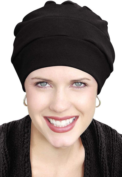 Headcovers Unlimited Three Seam Turban - 100% Cotton Hat Apparel & Accessories > Clothing Accessories > Headwear Headcovers Unlimited Black One Size 