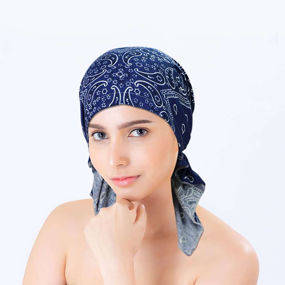 ASHILISIA 2 Pieces Women Chemo Hat Turban Beanie, Pre-Tied Headwraps Headwear Bandana for Hair Loss Apparel & Accessories > Clothing Accessories > Bandanas & Headties ASHILISIA   