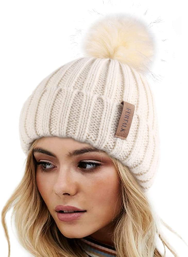 FURTALK Womens Winter Knitted Beanie Hat with Faux Fur Pom Warm Knit Skull Cap Beanie for Women… Apparel & Accessories > Clothing Accessories > Hats KYLIE MAX   