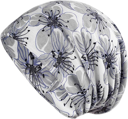 HONENNA Printed Turban Headband Chemo Cap Soft Sleep Beanie Apparel & Accessories > Clothing Accessories > Headwear HONENNA White  