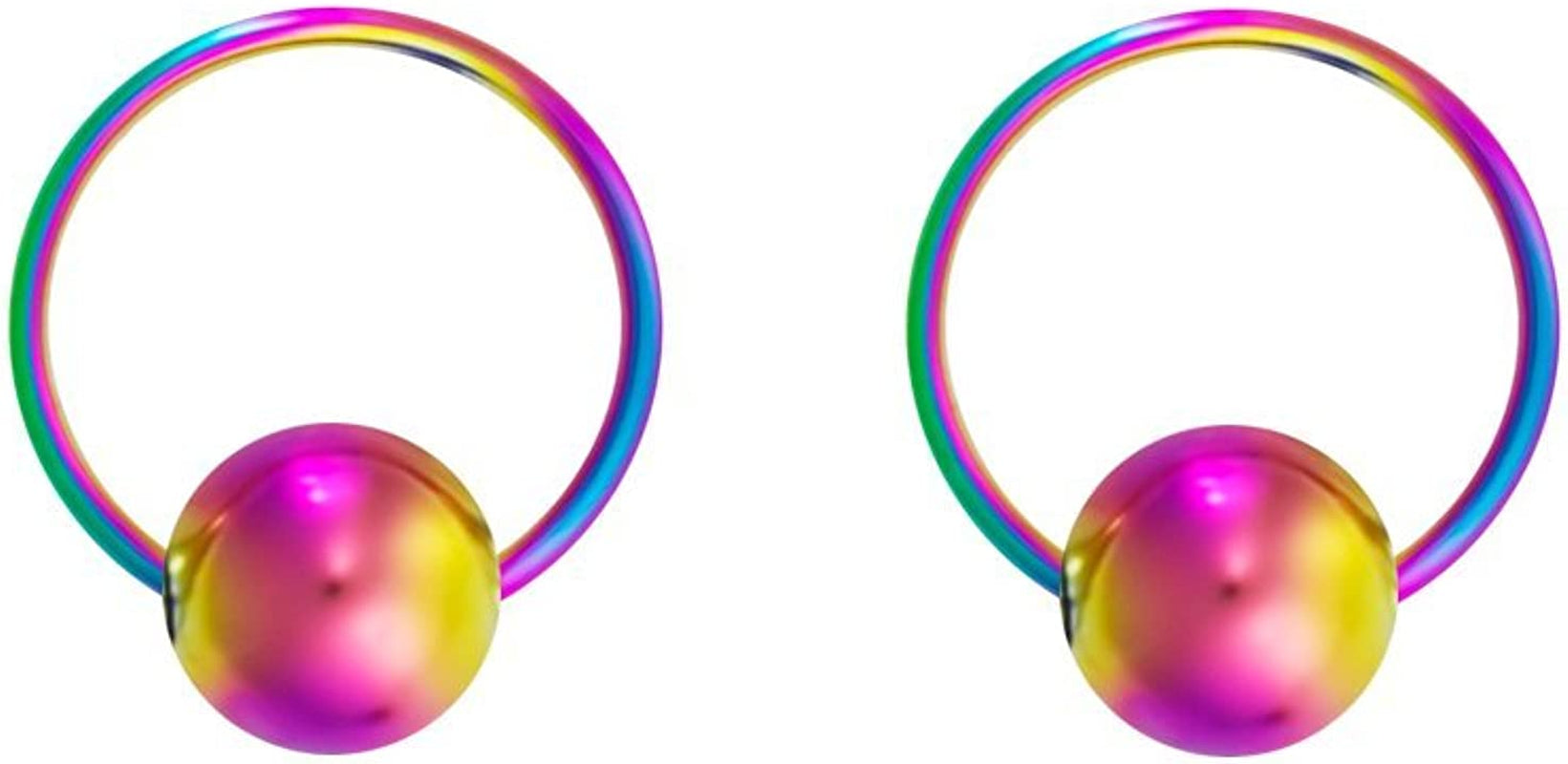 Forbidden Body Jewelry 316L Surgical Steel Captive Bead Piercing Hoop (Pair) 10G 12G 14G 16G 18G 20G, Diameter 6 to 12Mm Black and Rainbow Apparel & Accessories > Jewelry > Rings Forbidden Body Jewelry Rainbow: 20g, 6mm  