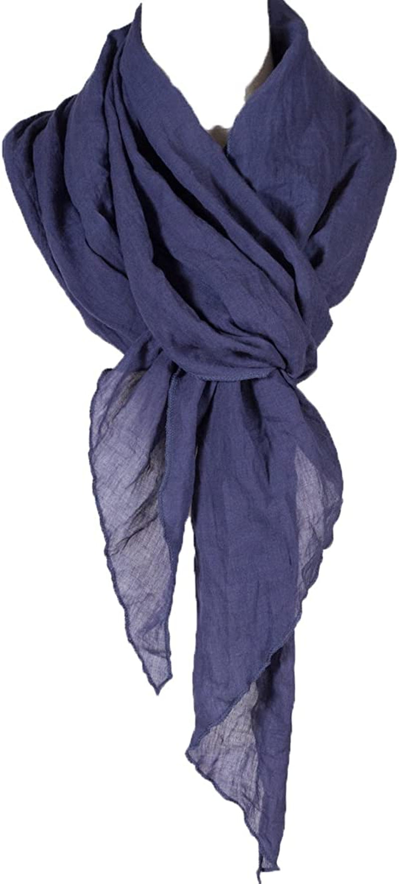 Cotton Solid Color Wrinkle Linen Scarf, Fashion Scarf, Multi Color, Beach Scarf Apparel & Accessories > Clothing Accessories > Scarves & Shawls Aleena D. Blue One Size 