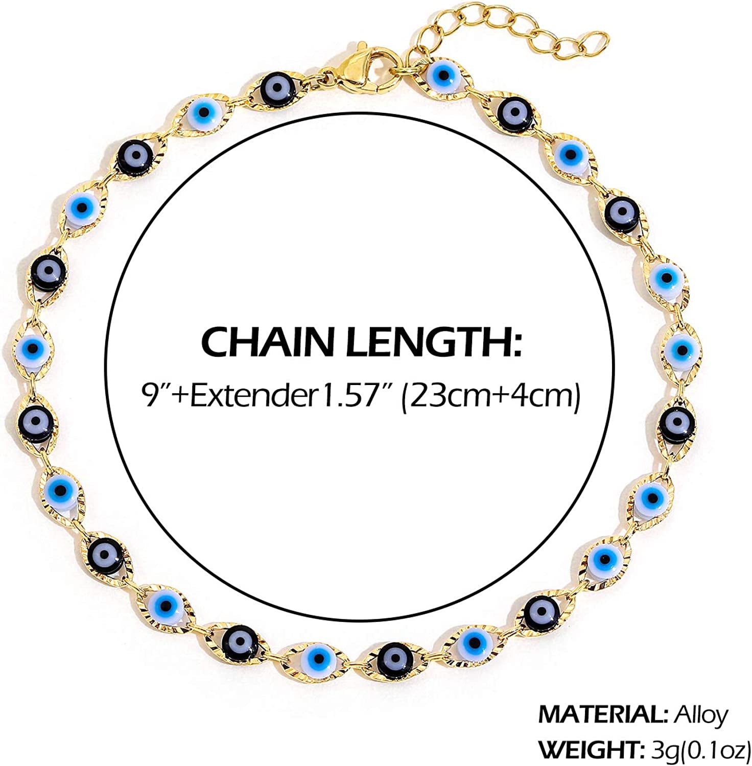SLOONG Evil Eye Anklet Bracelet for Women Girls 14K Gold Plated Beach Foot Anklet Bracelet Summer Jewelry Beads Anklet Set, Adjustabe Size Apparel & Accessories > Jewelry > Anklets SLOONG   