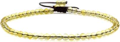Keleny Natural Gemstone 4Mm round Bead Charm Stretch Anklet for Women Brown Rope Adjustable 8.6-11 Inch Apparel & Accessories > Jewelry > Anklets Kelenystones Yellow Citrine  