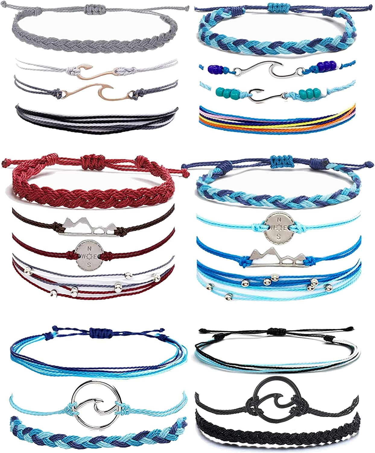 Choistily String Bracelets for Teen Girls Waterproof Boho Surfer Bracelets Summer Beach Rope Bracelets for Women Ocean Wave Anklet Bracelet Handmade Friendship Bracelet Apparel & Accessories > Jewelry > Bracelets Choistily 22 Pcs String Bracelets  