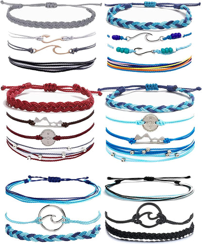 Choistily String Bracelets for Teen Girls Waterproof Boho Surfer Bracelets Summer Beach Rope Bracelets for Women Ocean Wave Anklet Bracelet Handmade Friendship Bracelet Apparel & Accessories > Jewelry > Bracelets Choistily 22 Pcs String Bracelets  