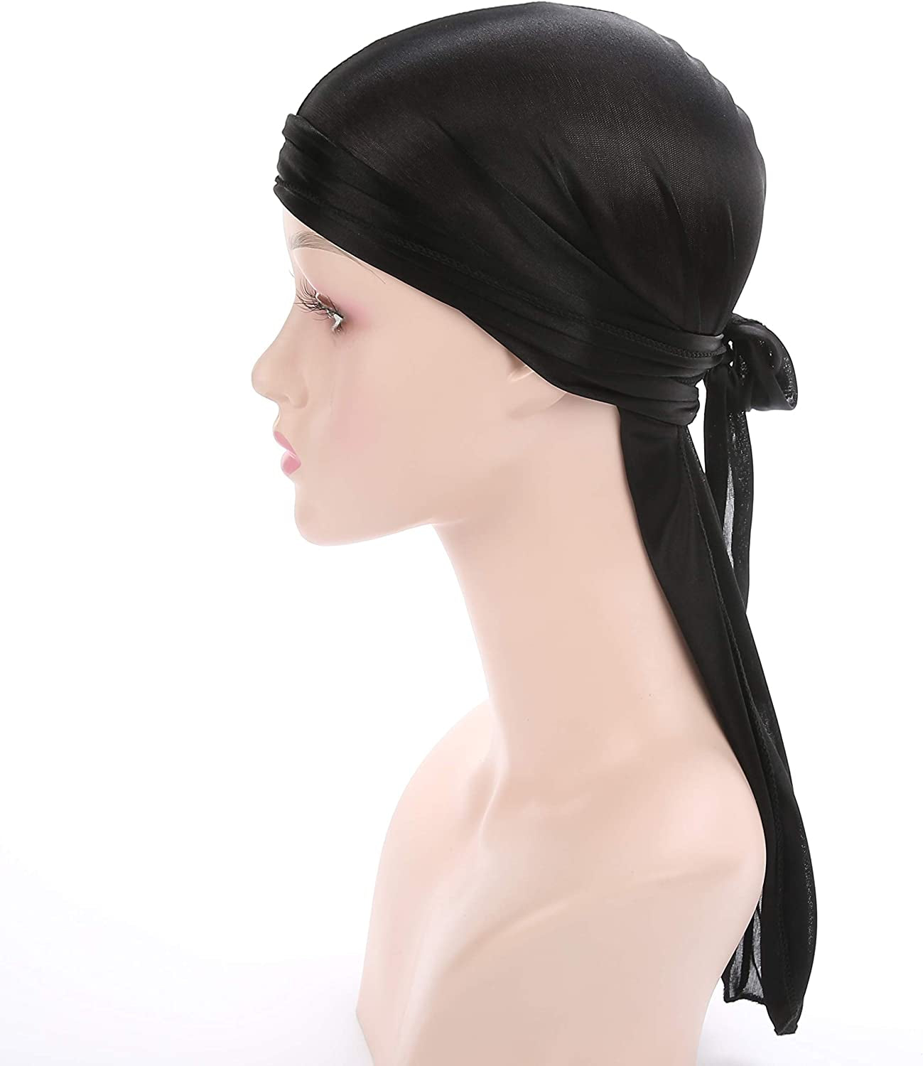 Fxhixiy Men Women Durag Extra Long-Tail Headwraps Silky Satin Pirate Cap Bandana Hat for 360 Waves Apparel & Accessories > Clothing Accessories > Bandanas & Headties Fxhixiy   