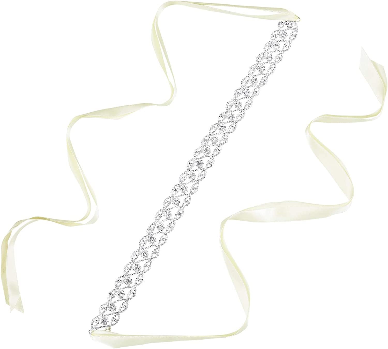 AWAYTR Bridal Rhinestone Wedding Belt - Silver Rhinestone Belts for Women Formal Evening Dress Apparel & Accessories > Clothing Accessories > Belts AWAYTR Style 2-ivory  