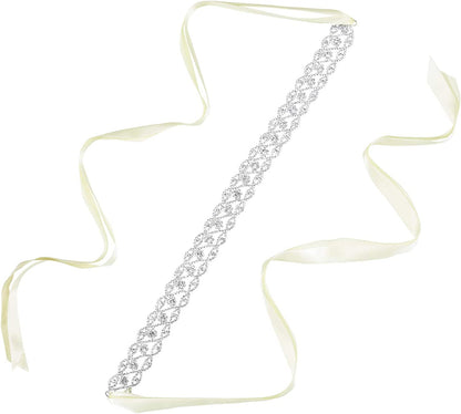AWAYTR Bridal Rhinestone Wedding Belt - Silver Rhinestone Belts for Women Formal Evening Dress Apparel & Accessories > Clothing Accessories > Belts AWAYTR Style 2-ivory  
