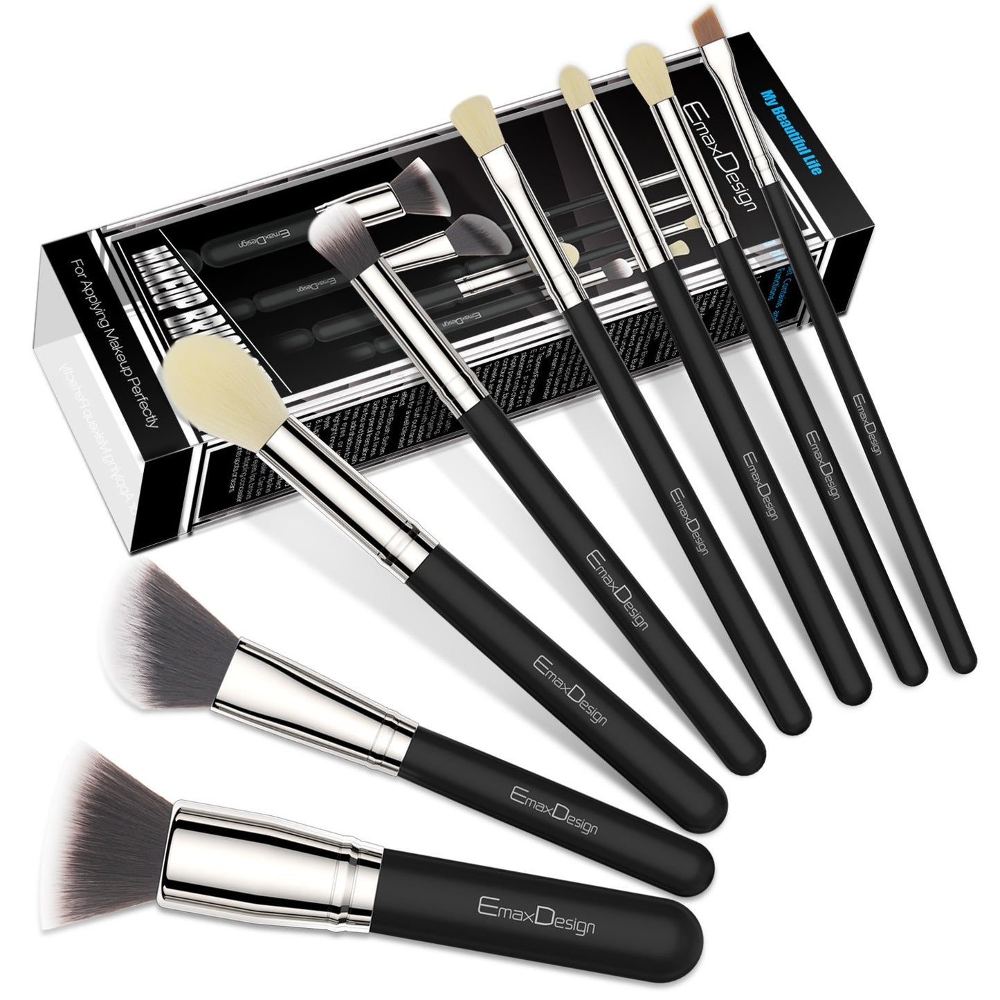 Emaxdesign 8 Pieces Makeup Brush Set Face Eye Shadow Eyeliner Foundation Blush Lip Makeup Brushes Powder Liquid Cream Cosmetics Blending Brush Tools (Silver Black) Health & Beauty > Personal Care > Cosmetics > Cosmetic Tools > Makeup Tools EmaxDesign   