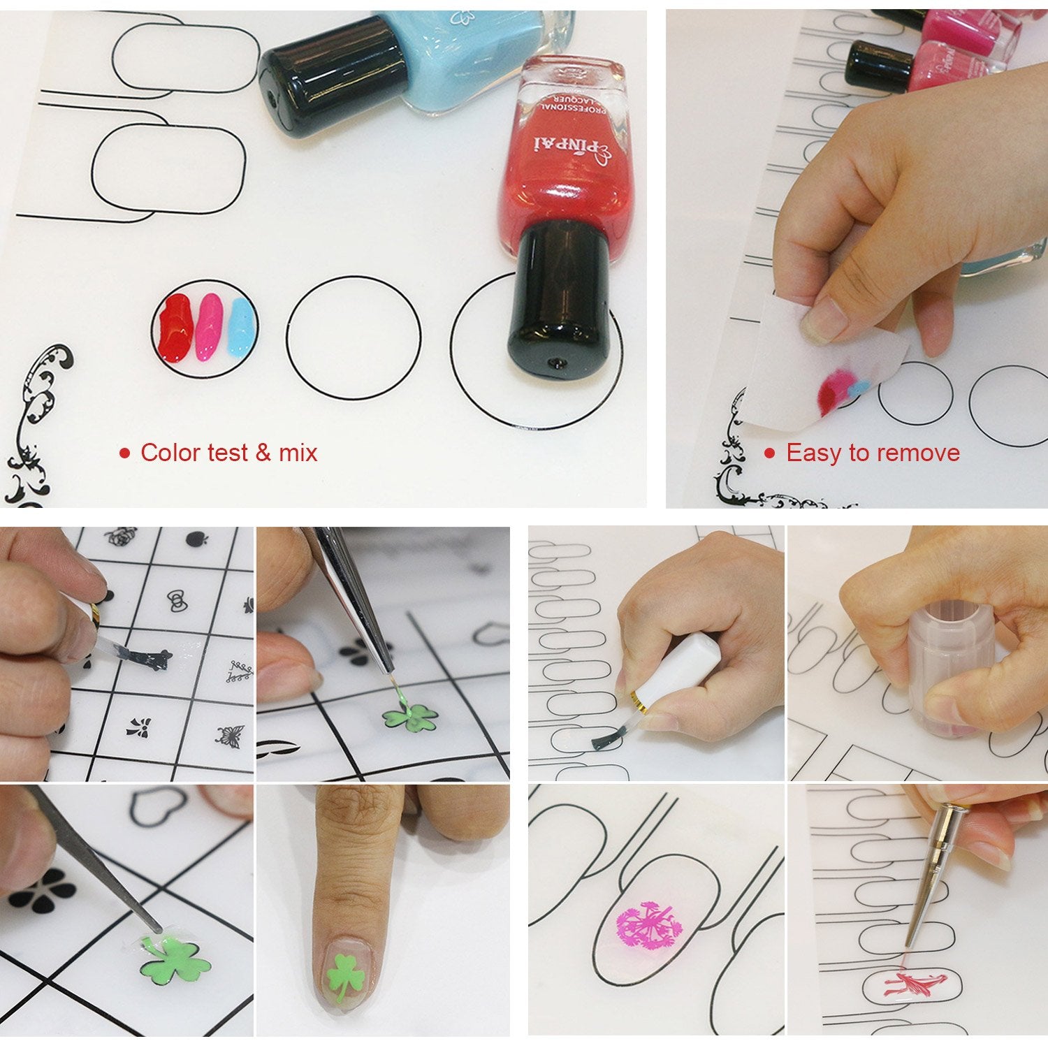 Segbeauty 2Pcs Acrylic Nail Mats, 16" Silicone DIY Nail Art Stamping Mats, Workspace Stamping Plate Manicure Mat, Nail Polish Coloring Practice Pad, Nail Sticker Trainer Guide Table Cover Palette Tool Health & Beauty > Personal Care > Cosmetics > Cosmetic Tools > Nail Tools Segbeauty   