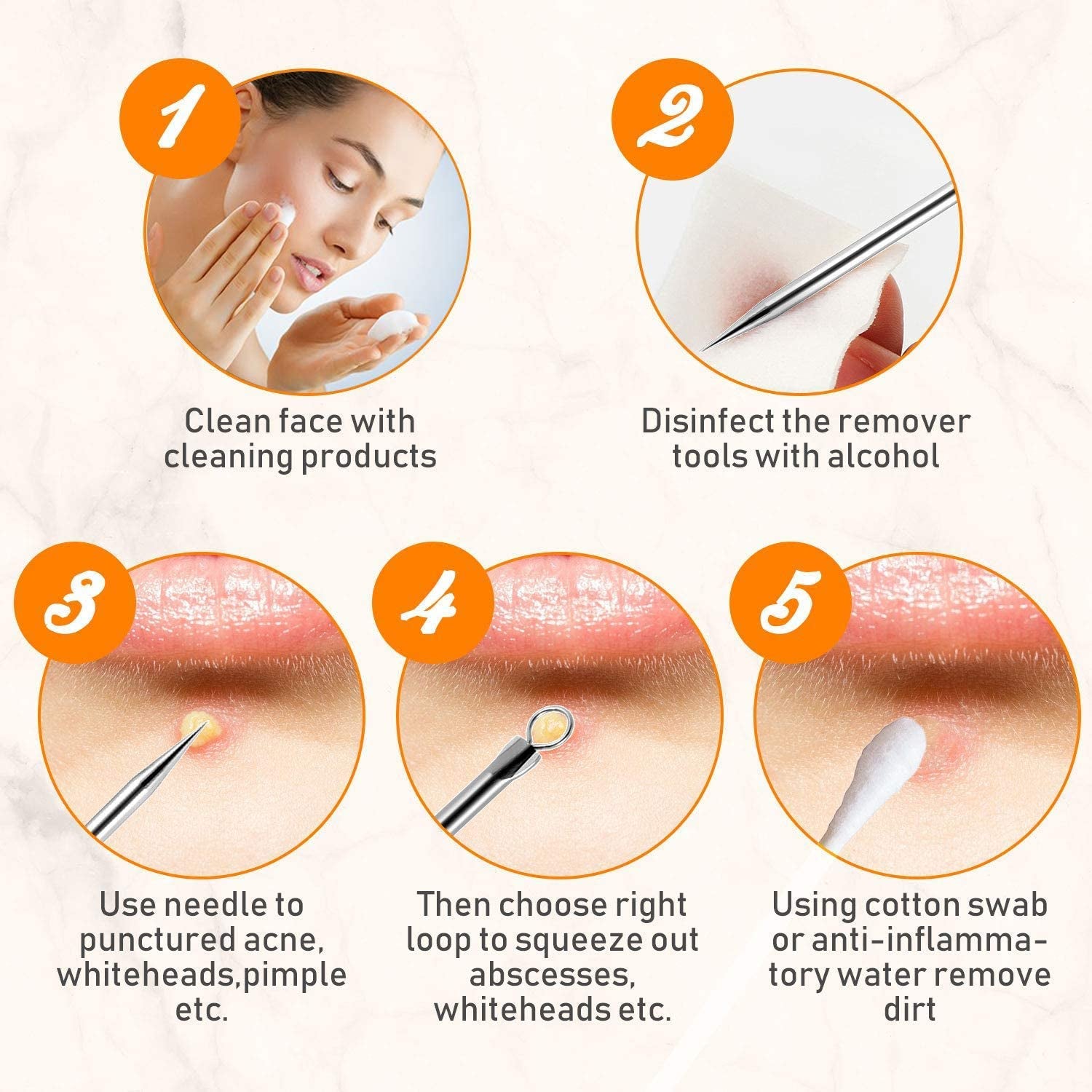 Pimple Popper Tool Kit Blackhead Tweezer, Aooeou Acne Removal Comedone Extractor Kit Pimple Tweezers for Pimples, Blackheads, Blemish, Whitehead, Zit Removing for Forehead Nose Facial Pore Health & Beauty > Personal Care > Cosmetics > Cosmetic Tools > Skin Care Tools Aooeou   