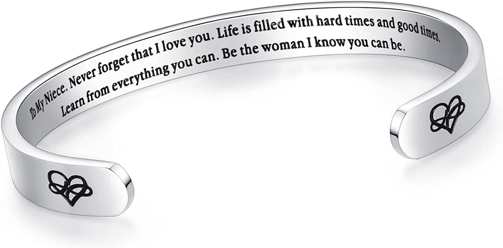Aryahozel Motivational Cuff Bracelet for Women Girls, Personalized Jewelry Gifts for Her Daughter Mom Sister Niece Best Friends, Engraved Different Sayings Apparel & Accessories > Jewelry > Bracelets AryaHozel Niece Gift-To my niece, Never forget that I love you…  