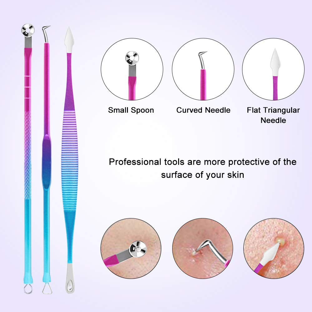 Blackhead Remover Tool Kit, Aooeou 10 Pcs Professional Pimple Popper Tool -Treatment for Pimples, Blackheads, Blemish, Zit Removing, Forehead and Nose(Colorful) Health & Beauty > Personal Care > Cosmetics > Cosmetic Tools > Skin Care Tools Aooeou   