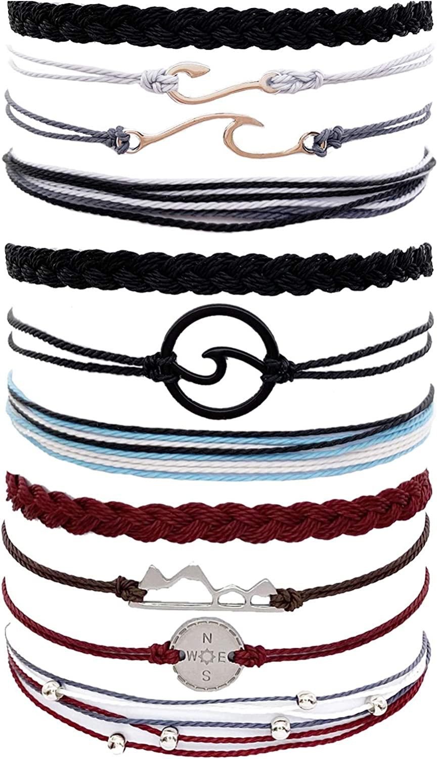 HUASAI Vsco String Bracelets for Teen Girls Women Waterproof Boho Rope Bracelets Wave Surfer Bracelets Summer Beach Anklets Apparel & Accessories > Jewelry > Anklets HUASAI Bracelets for Teen Girls  