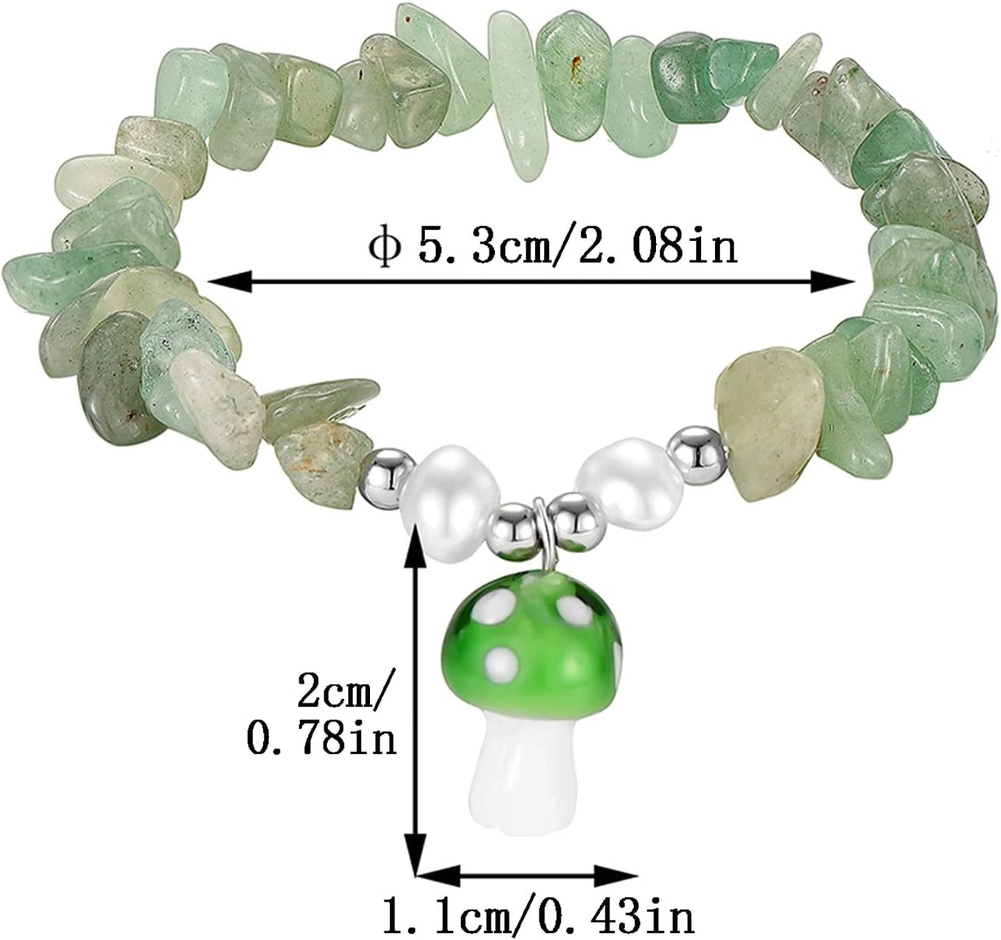 Ladies Natural Stone Pearl Mushroom Pendant Bracelet Chakra Crystal Bracelet Elastic String Bow Earrings (B, One Size) Apparel & Accessories > Jewelry > Bracelets Generic   