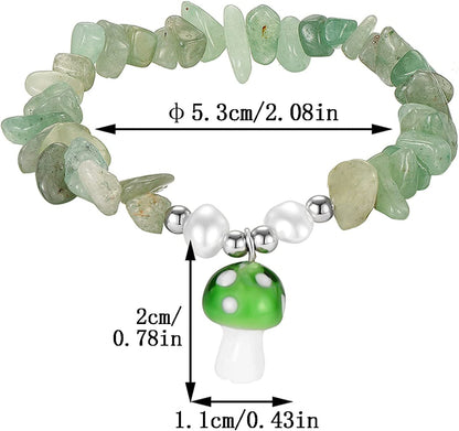 Ladies Natural Stone Pearl Mushroom Pendant Bracelet Chakra Crystal Bracelet Elastic String Bow Earrings (B, One Size) Apparel & Accessories > Jewelry > Bracelets Generic   