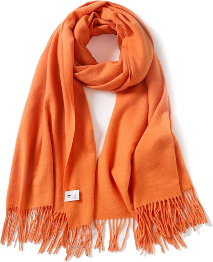 Jeelow Winter Pashmina Blanket Scarfs Shawls Wraps Open Front Poncho Cape for Women Wedding Evening Dresses Apparel & Accessories > Clothing Accessories > Scarves & Shawls Jeelow Just Orange  
