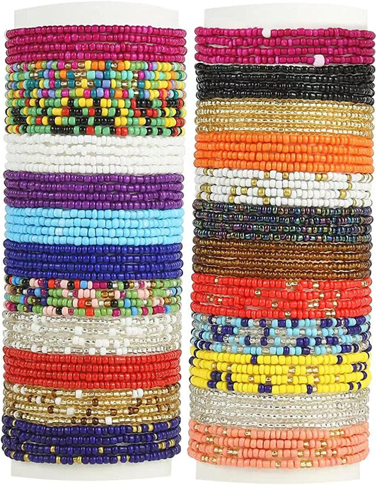 Taouzi Waist Beads for Women Colorful Beaded Body Chain Elastic String Waist Chain Beach Bikini Belly Chains Summer Jewelry for Women Girls Apparel & Accessories > Jewelry > Body Jewelry Taouzi Style 24-1  