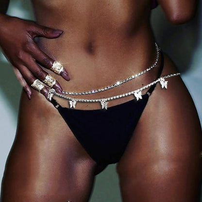 Jeweky Halloween Crystal Butterfly Waist Chain Belly Silver Belt Body Chains Summer Beach Body Accessories Jewelry for Women and Girls Apparel & Accessories > Jewelry > Body Jewelry Artist Unknown   