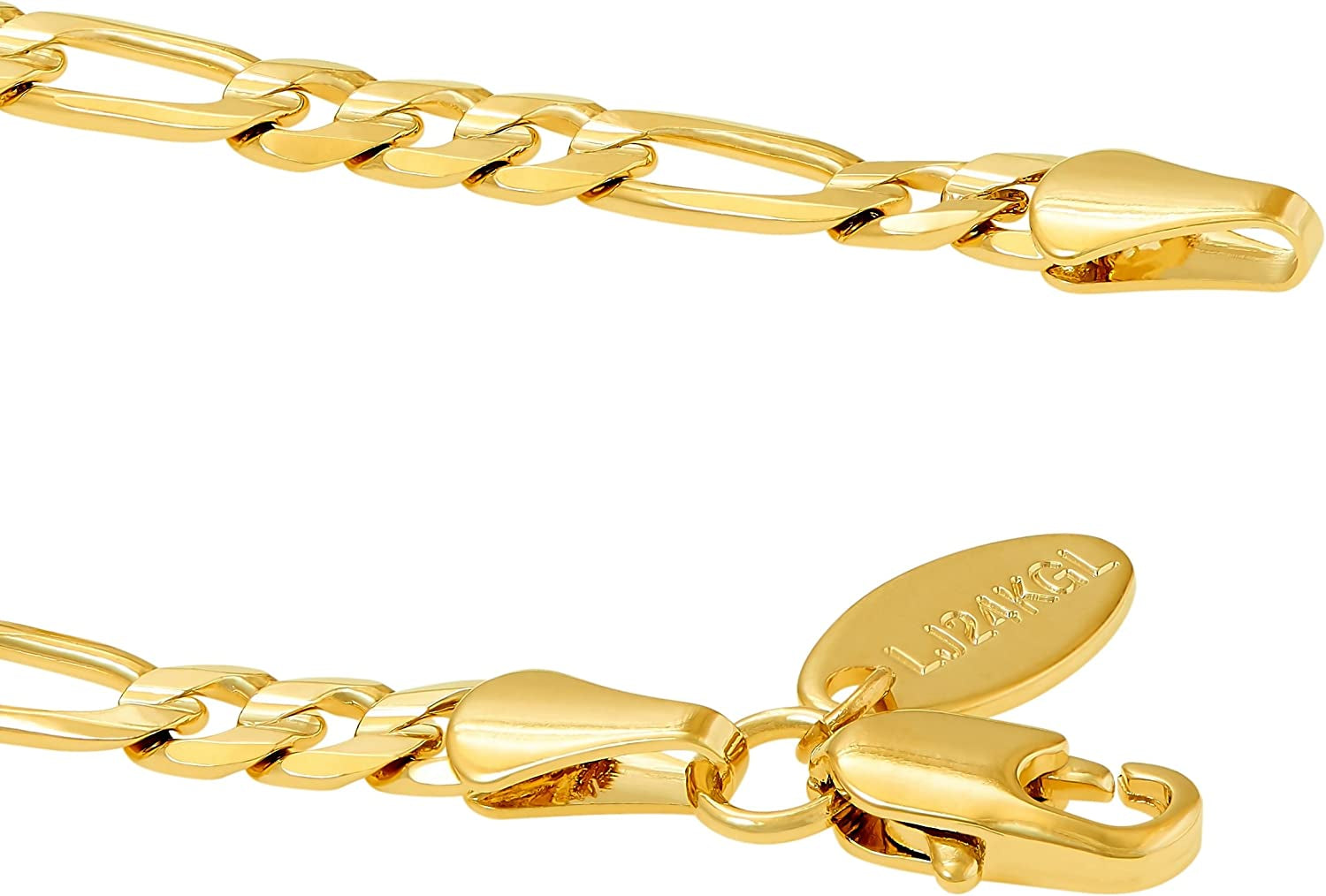 LIFETIME JEWELRY 4Mm Figaro Chain Anklet Bracelet for Women 24K Real Gold Plated Apparel & Accessories > Jewelry > Anklets Lifetime Products Group   