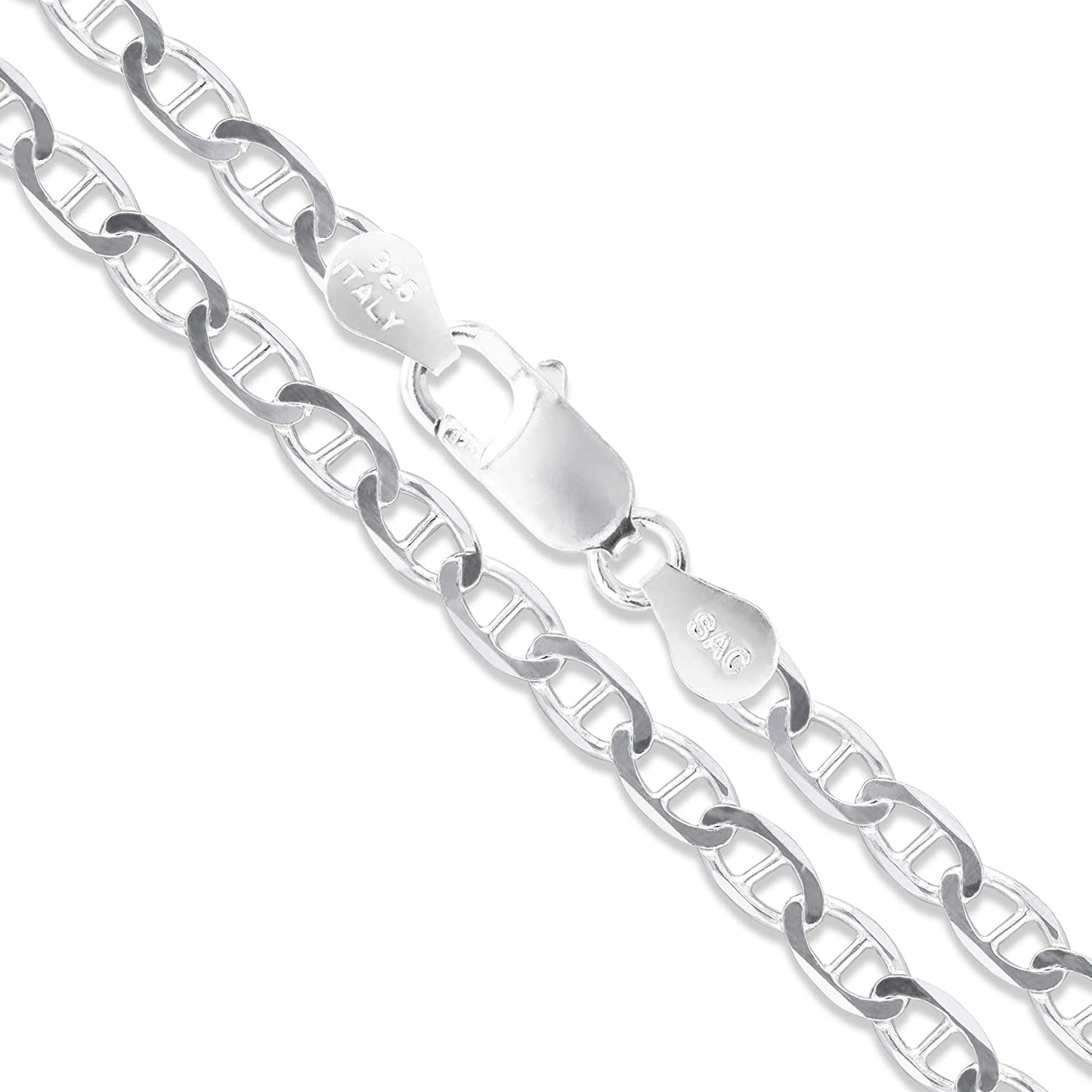 CHOOSE YOUR WIDTH Sterling Silver Flat Mariner Chain Solid 925 Italy Link Women'S Men'S Necklace Apparel & Accessories > Jewelry > Anklets Sac Silver 4.6mm − 28"  