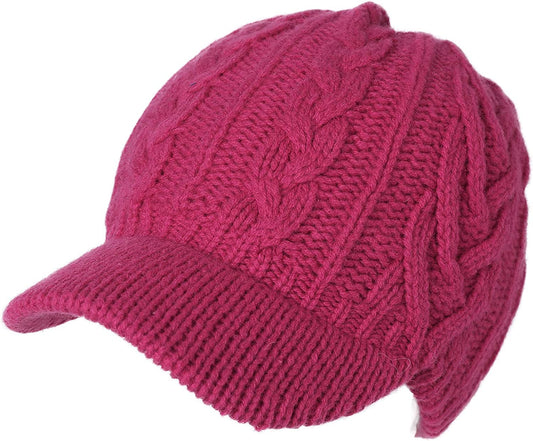 Jeff & Aimy Women'S 100% Wool Knit Visor Beanie Newsboy Cap Cold Weather Warm Winter Hat Apparel & Accessories > Clothing Accessories > Hats Jeff & Aimy 89231#red Medium 