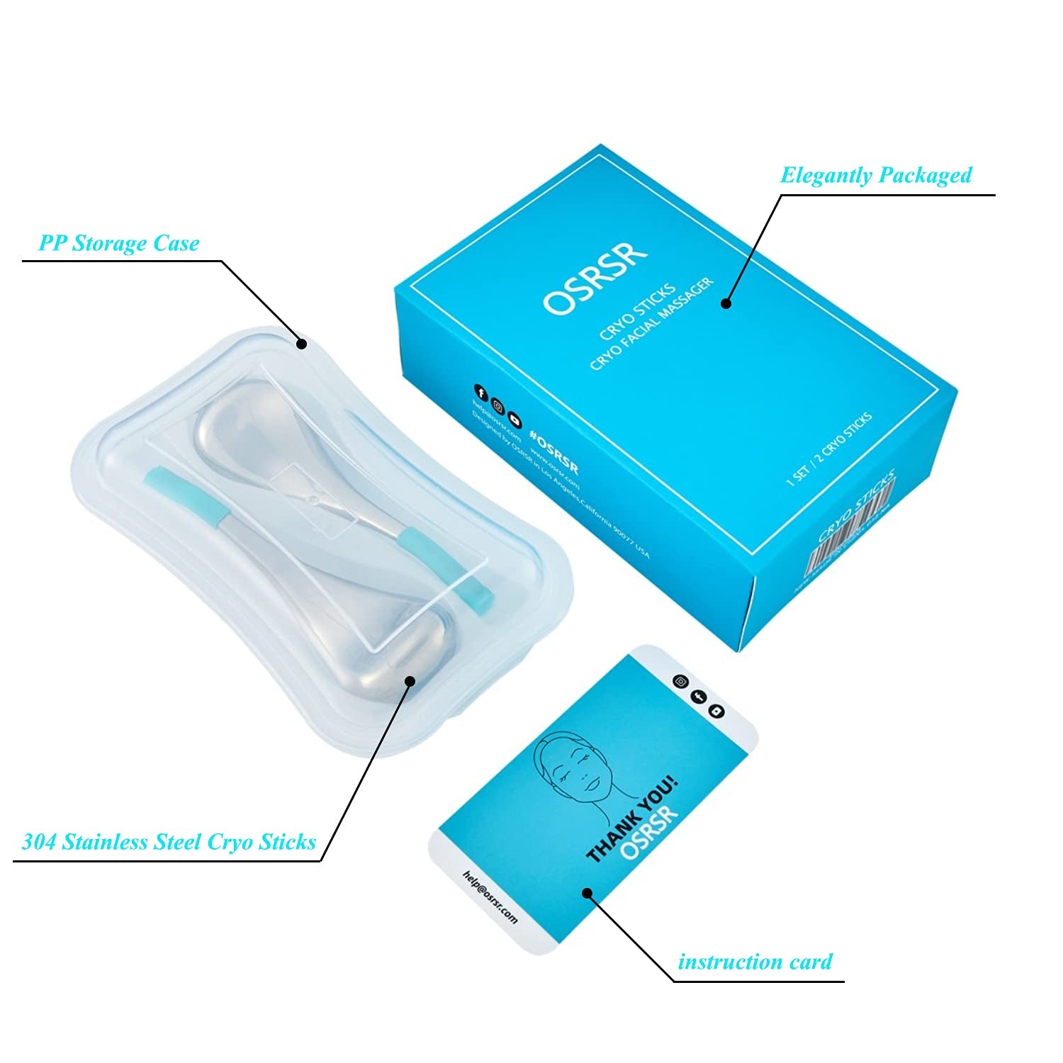 OSRSR Cryo Sticks,Unbreakable Stainless Steel Beauty Ice Facial Massage Tools for Woman,Skin Case Ice Globes Cryo Spoons,Cooling Globes Cold Globes for Face,Eyes & Neck Health & Beauty > Personal Care > Cosmetics > Cosmetic Tools > Skin Care Tools OSRSR   