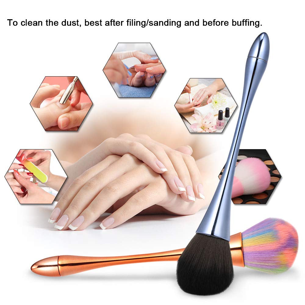 Nail Art Dust Remover Brush Aluminum Handle Nail Soft Dust Cleaning Brush Acrylic UV Gel Powder Removal Manicure Tool (Rainbow) Health & Beauty > Personal Care > Cosmetics > Cosmetic Tools > Nail Tools An-self   