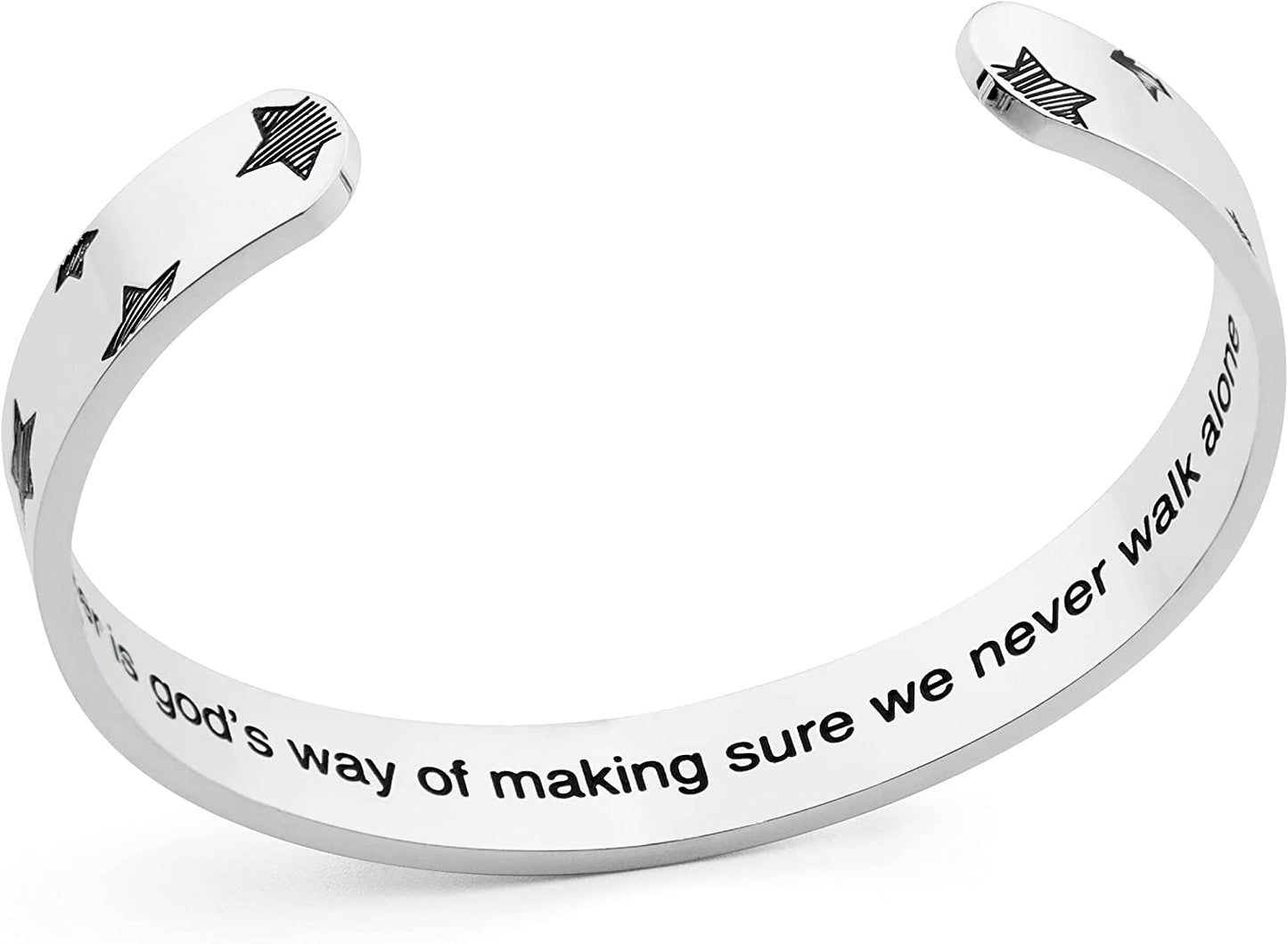 Arifoo Bracelets for Women Personalized Inspirational Jewelry Mantra Cuff Bangle Friend Encouragement Gift for Her Apparel & Accessories > Jewelry > Bracelets Arifoo A sister is god’s way of making sure we never walk alone  