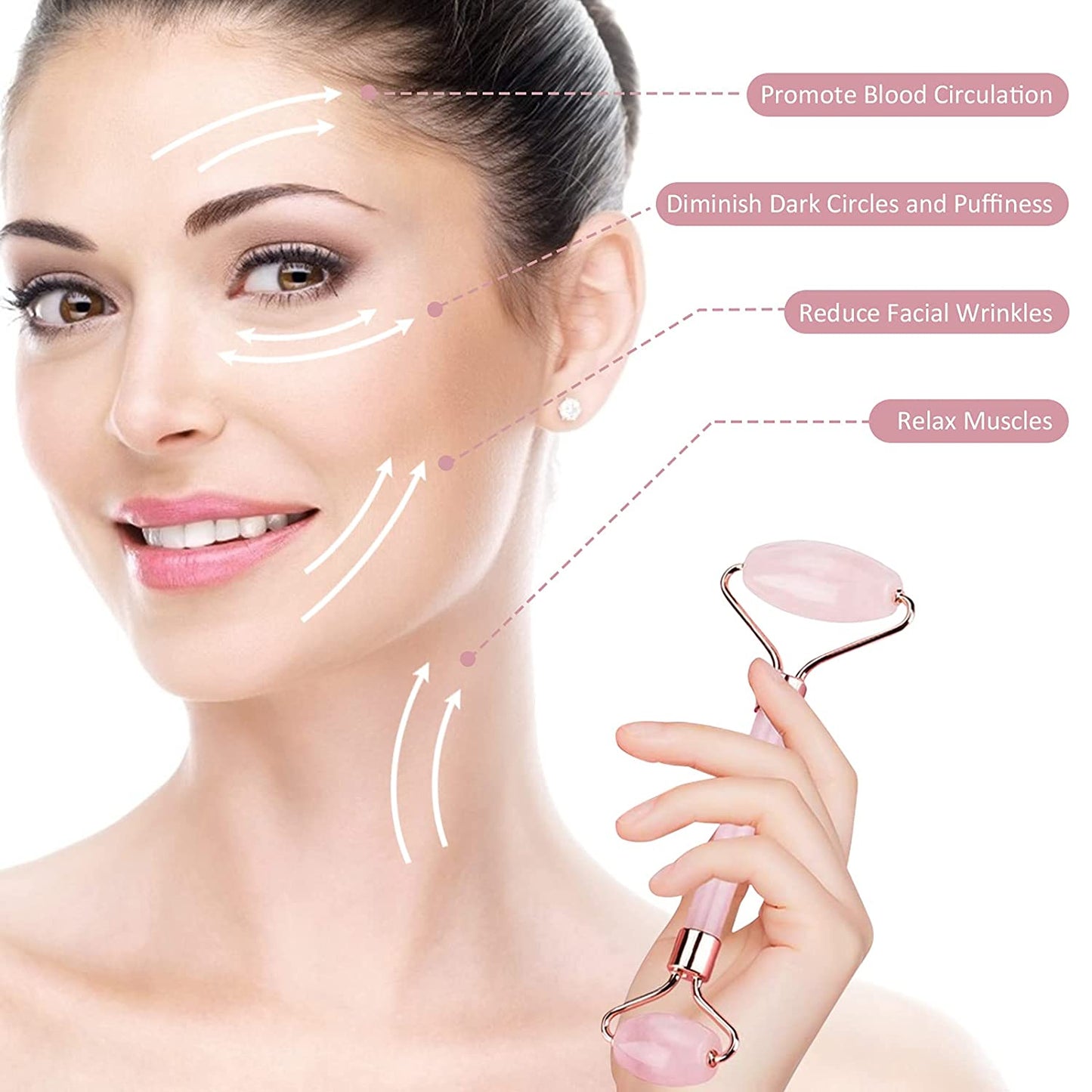 Jade Roller for Face Rose Quartz, Qhou Jade Roller Gua Sha Set Facial Roller Massager for Eyes, Neck, Body – anti Aging Beauty Skin Care Tools Health & Beauty > Personal Care > Cosmetics > Cosmetic Tools > Skin Care Tools Qhou   