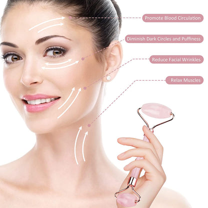 Jade Roller for Face Rose Quartz, Qhou Jade Roller Gua Sha Set Facial Roller Massager for Eyes, Neck, Body – anti Aging Beauty Skin Care Tools Health & Beauty > Personal Care > Cosmetics > Cosmetic Tools > Skin Care Tools Qhou   