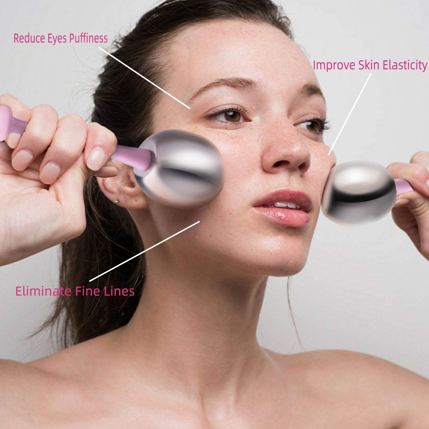 Ice Globes Facial Skin Care Freeze Tools for Women Face & Eyes, Stainless Steel Face Beauty Cryo Sticks Roller for Girls Ladies, Cooling Spa Globes with Storage Case Health & Beauty > Personal Care > Cosmetics > Cosmetic Tools > Skin Care Tools pfefe   