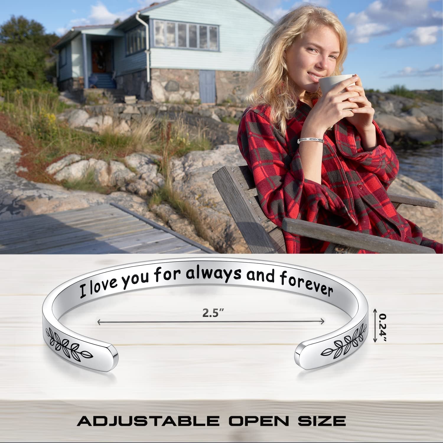 Aryahozel Motivational Cuff Bracelet for Women Girls, Personalized Jewelry Gifts for Her Daughter Mom Sister Niece Best Friends, Engraved Different Sayings Apparel & Accessories > Jewelry > Bracelets AryaHozel   