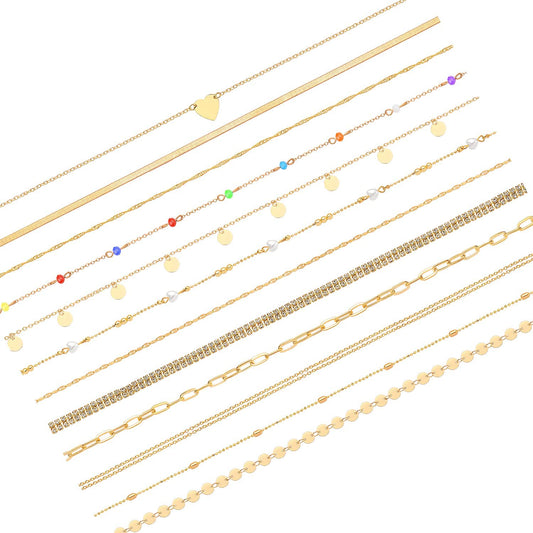 WFYOU 12Pcs Beach Bikini Belly Chain Jewelry for Women Rhinestone Beads Waist Chain Sexy Gold Body Chain Jewelry for Summer Apparel & Accessories > Jewelry > Body Jewelry WFYOU Gold  