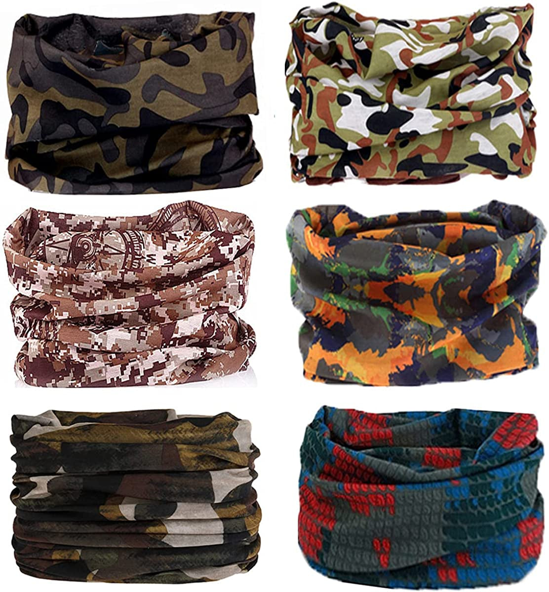 Kingree 6PCS Outdoor Magic Scarf, Elastic Headbands, Headscarves, Headwear, Mask Apparel & Accessories > Clothing Accessories > Bandanas & Headties KINGREE Camo&army 1  