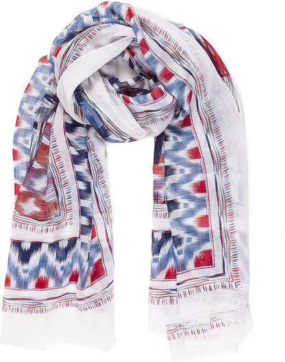 Scarf for Women Lightweight Geometric Fashion Spring Fall Winter Scarves Shawl Wraps Apparel & Accessories > Clothing Accessories > Scarves & Shawls MELIFLUOS DESIGNED IN SPAIN Madrid Collections 14 - White Blue Geometric  