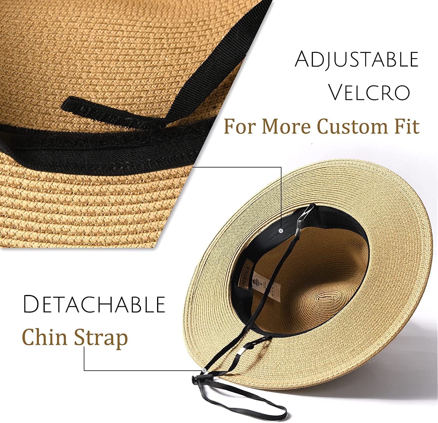 FURTALK Panama Hat Sun Hats for Women Men Wide Brim Fedora Straw Beach Hat UV UPF 50 Apparel & Accessories > Clothing Accessories > Hats KYLIE MAX   