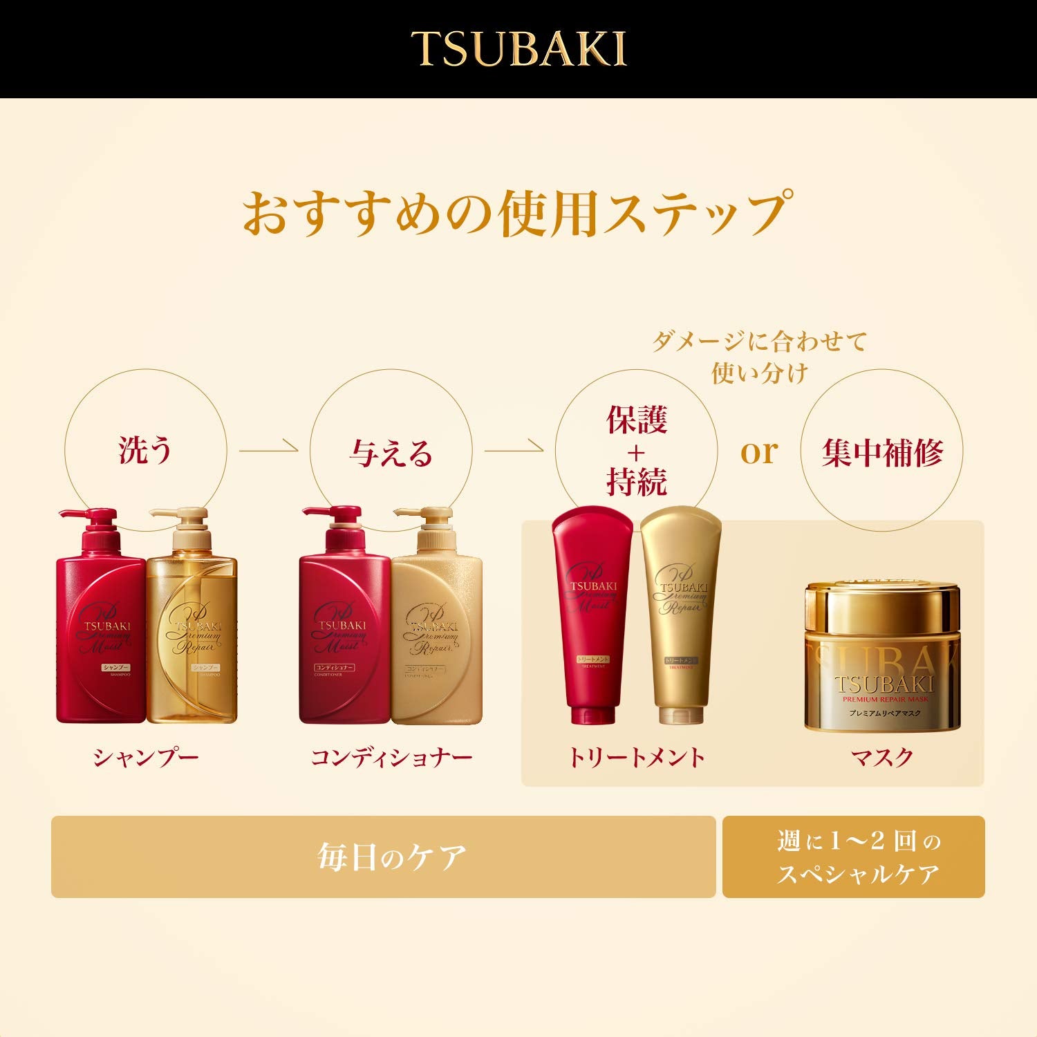 Tsubaki Premium Hair Care Kit- Moist 490Ml Shampoo +490 Ml Conditioner Health & Beauty > Personal Care > Hair Care Shiseido   