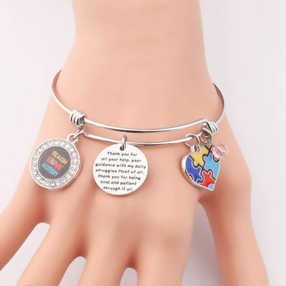 UJIMS Autism Teacher Quote Gifts SPED Teacher Bracelet Thank You for All Your Help Appreciation Jewelry for PPCD Teacher Educator Gift Apparel & Accessories > Jewelry > Bracelets UJIMS   