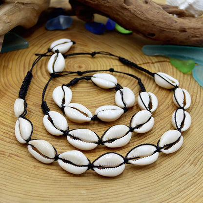 Cowrie Shell Necklace with Matching Seashell Anklet and Bracelet, VSCO Girl Accessories Set for Teen Girls, Aesthetic Beach Jewelry for Women Apparel & Accessories > Jewelry > Anklets KYLIE MAX   