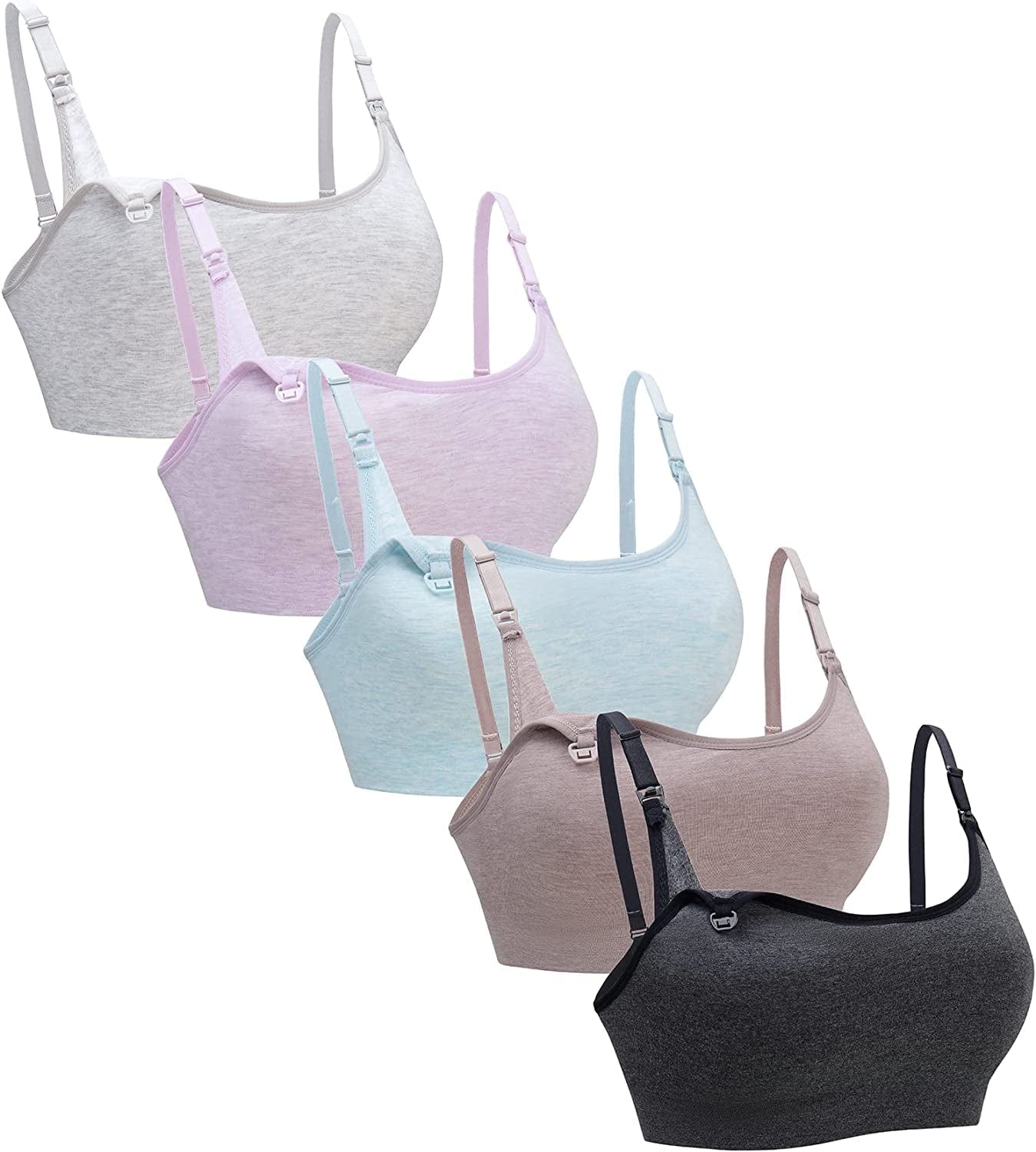 5Pack Nursing Bra Full Coverage for Breastfeeding,Maternity Sleeping Wirefree Push up Nursing Bra Sort Cc-a / Medium