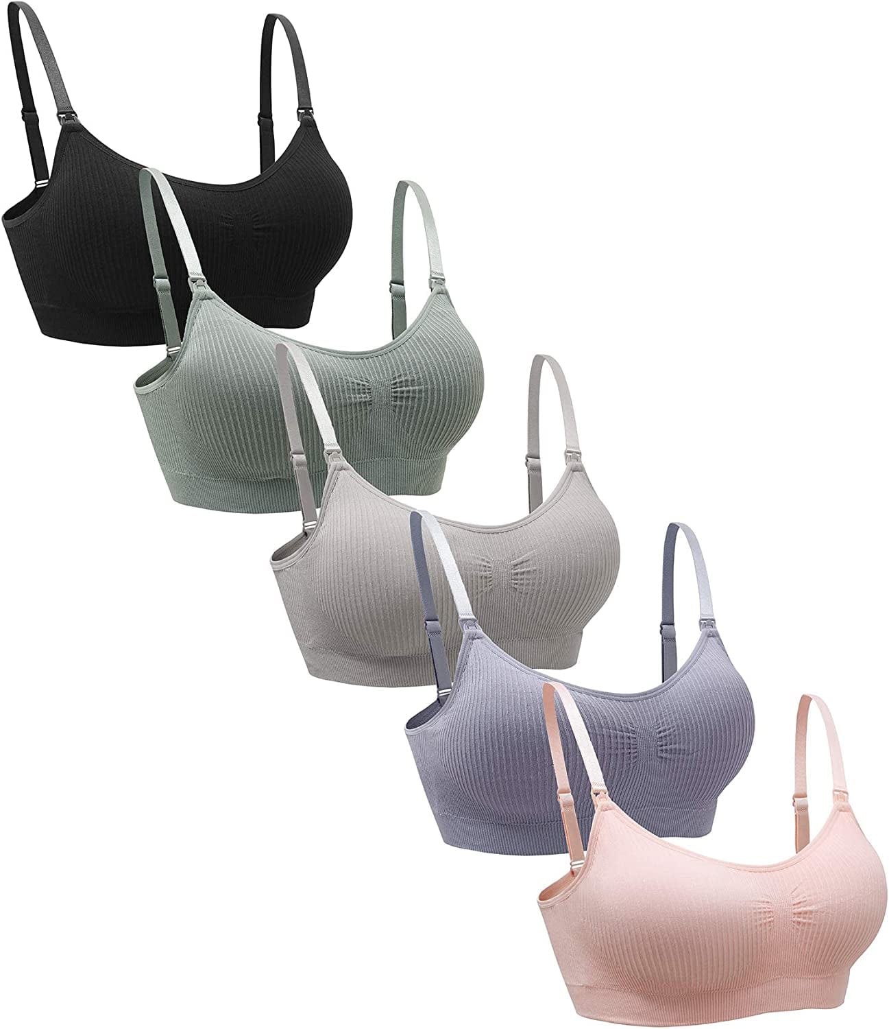 5PACK Nursing Bra Wireless Bra Women'S Sleeping Maternity Bra Breastfeeding Bra Sort Rib-a / XX-Large