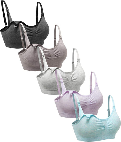 5PACK Nursing Bra Wireless Bra Women'S Sleeping Maternity Bra Breastfeeding Bra Sort Cc-a / Medium