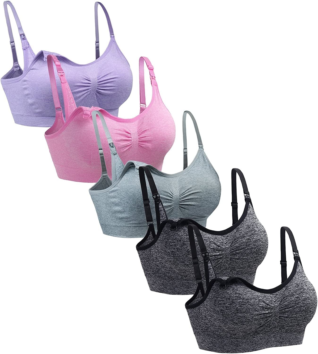 5PACK Nursing Bra Wireless Bra Women'S Sleeping Maternity Bra Breastfeeding Bra 2xblackhemp/Grayhemp/Pinkhemp/Softpurplehemp / XX-Large
